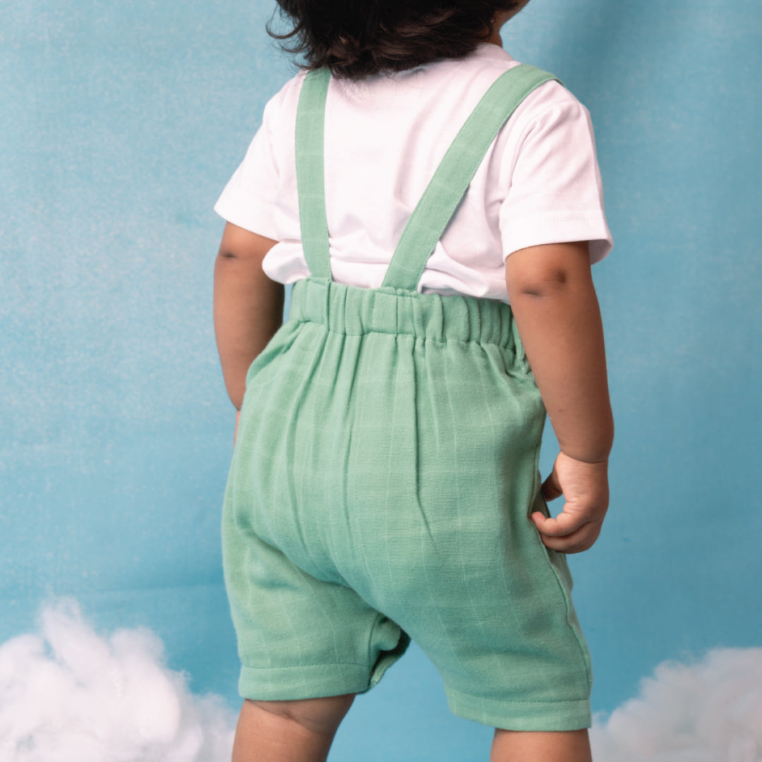 Muslin Frill Dungarees for Baby Girls