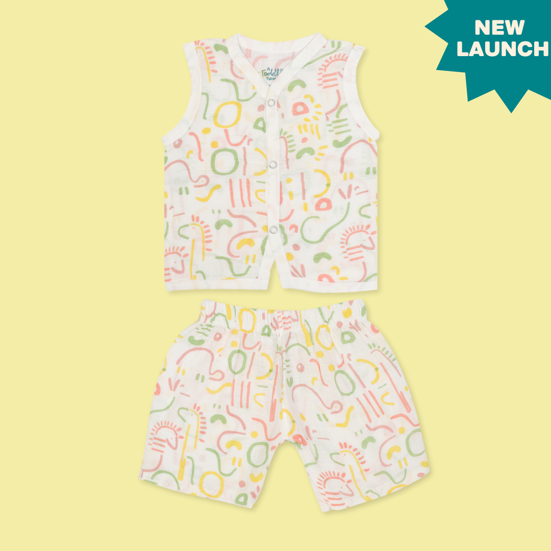 Mini Dinos - Dyed Muslin Jabla and Shorts for Babies and Toddlers