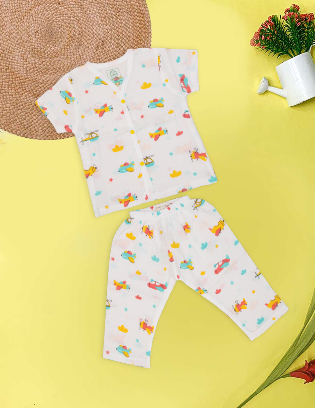 Counting Planes (Pack of 2) - Muslin Sleep Suit for babies and kids (Unisex)