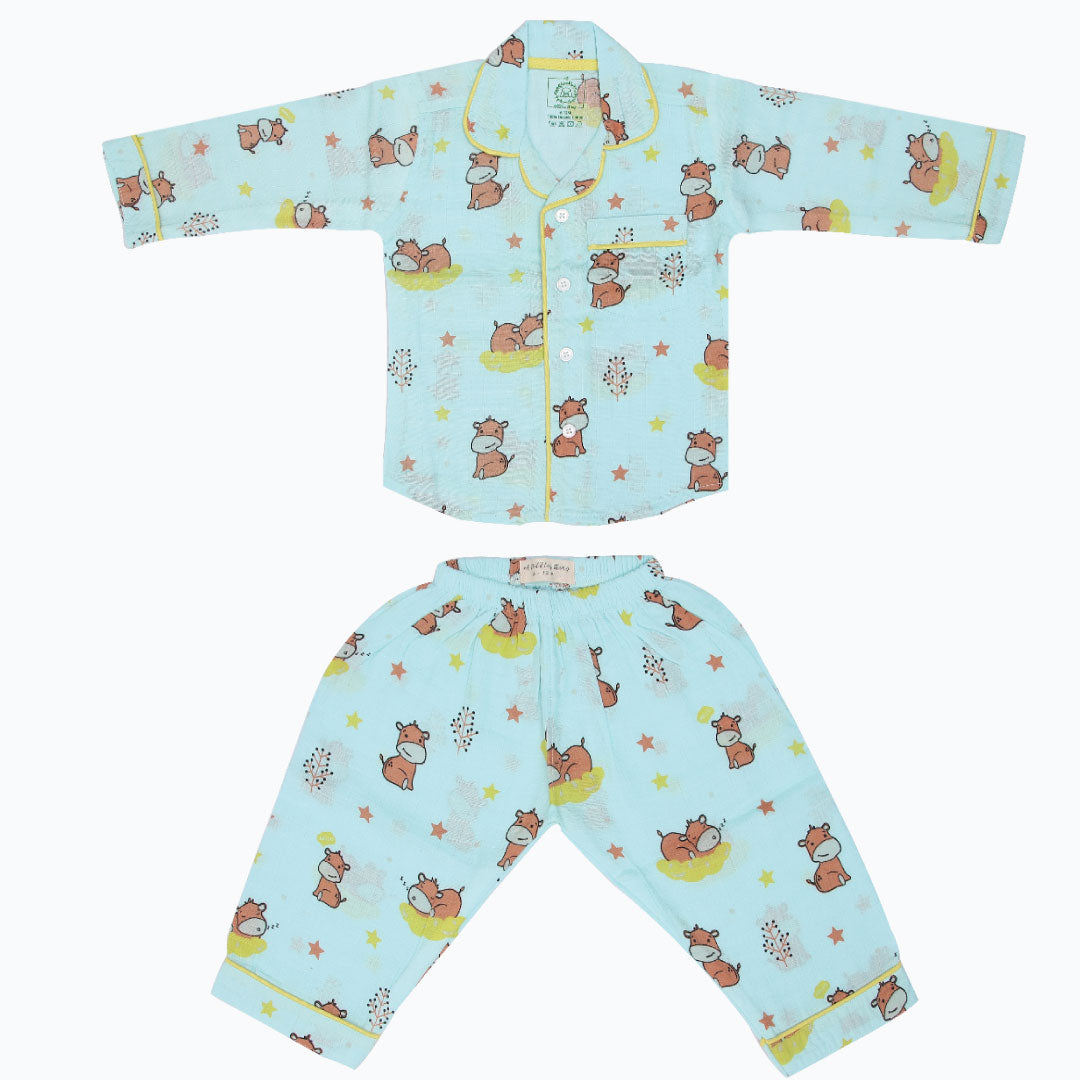 Muslin Full Sleeve Sleep Suit for babies and kids - Unisex