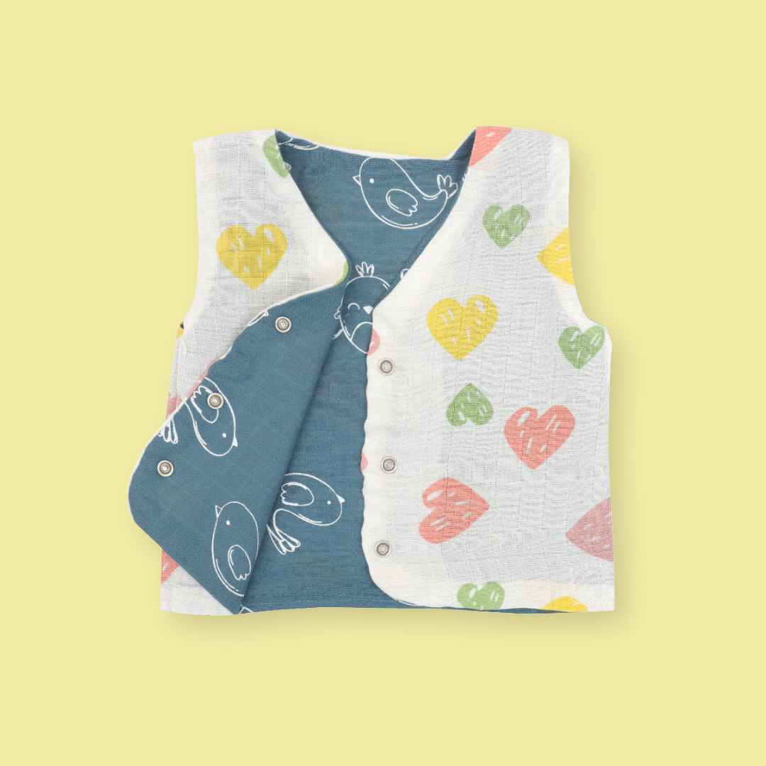 Garden of Hearts - Reversible Muslin Jabla (Pack of 1)