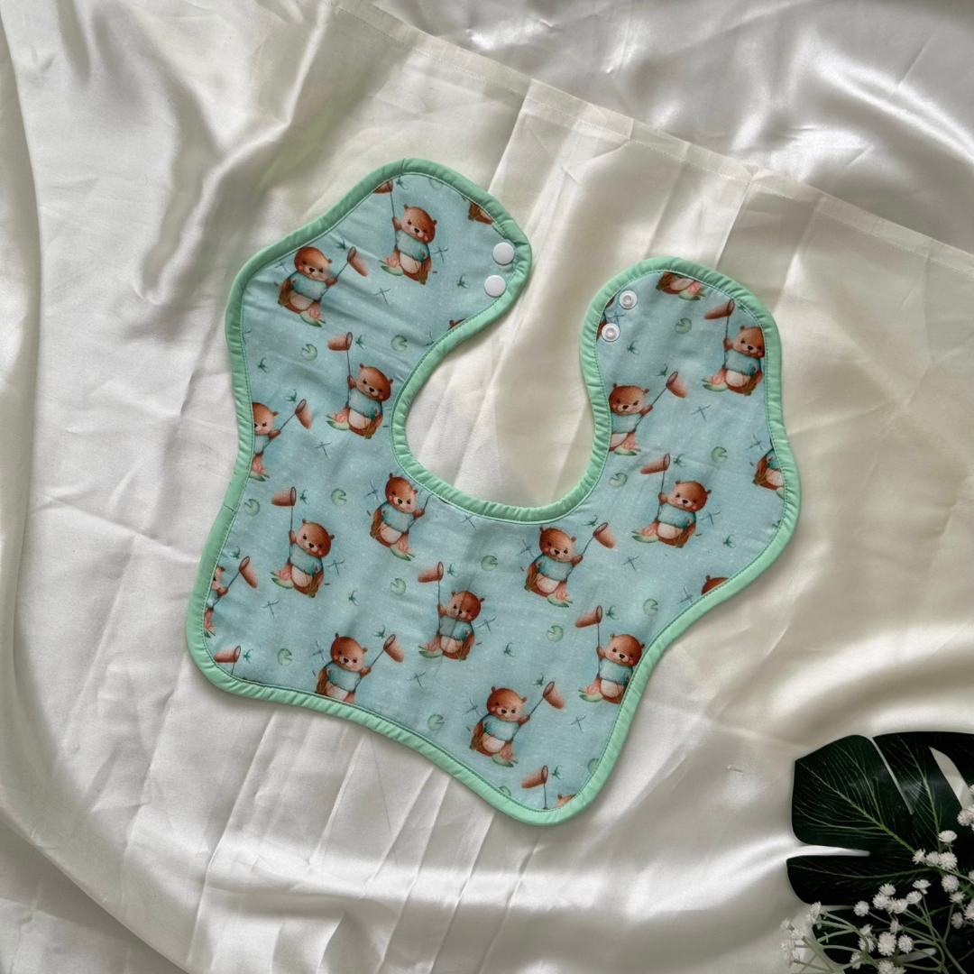 Bunny rides - Muslin Bib ( 6 - 12 Months )