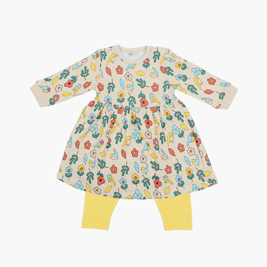 Zoom Zoom - Quilted Full sleeve Frock and pants for girls