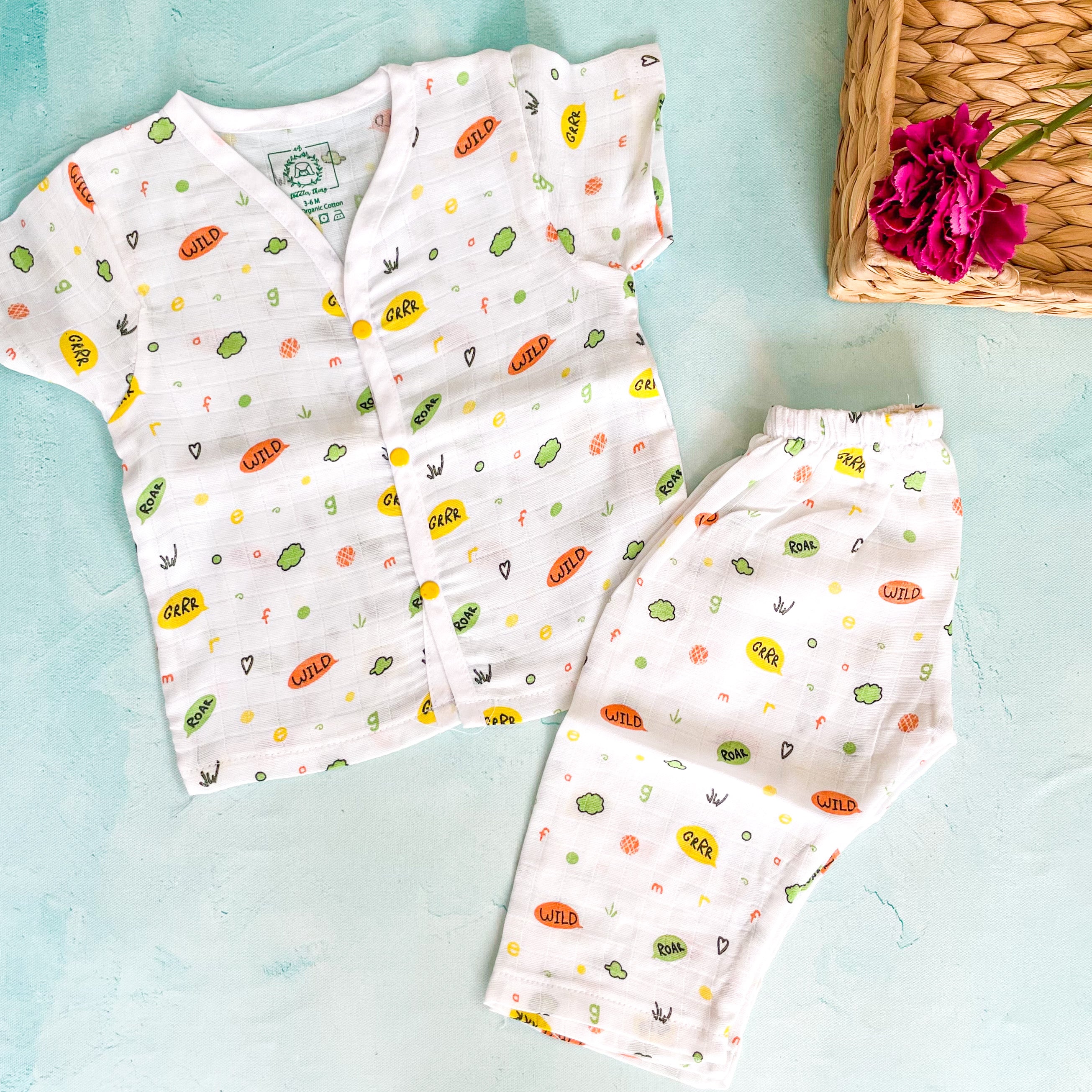 Roar in the Woods (Pack of 2) - Muslin Sleep Suit for babies and kids (Unisex)