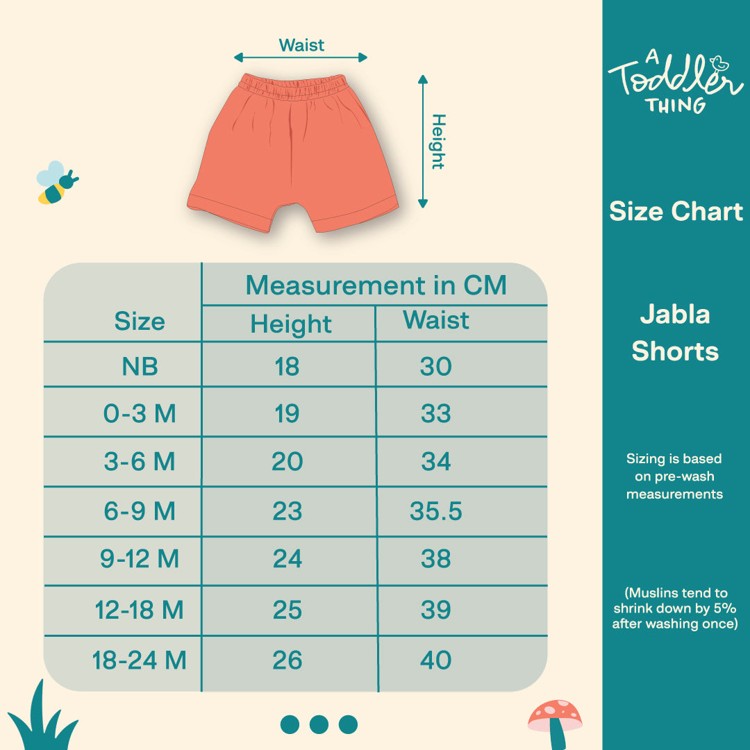 Jurassic Jots - Dyed Muslin Jabla and Shorts for Babies and Toddlers