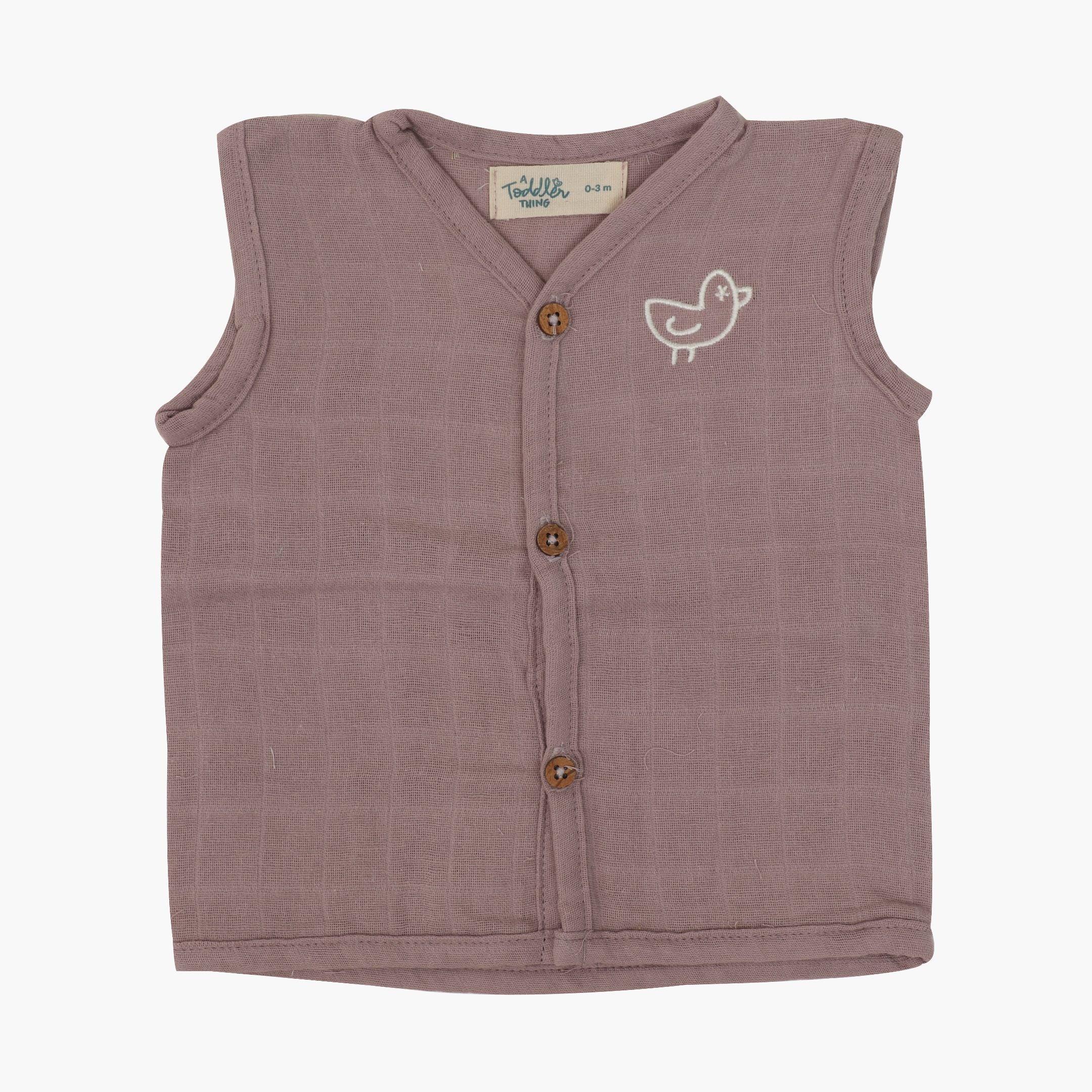 Mauve Bird - Plain Muslin Jabla and Shorts for Babies and Toddlers