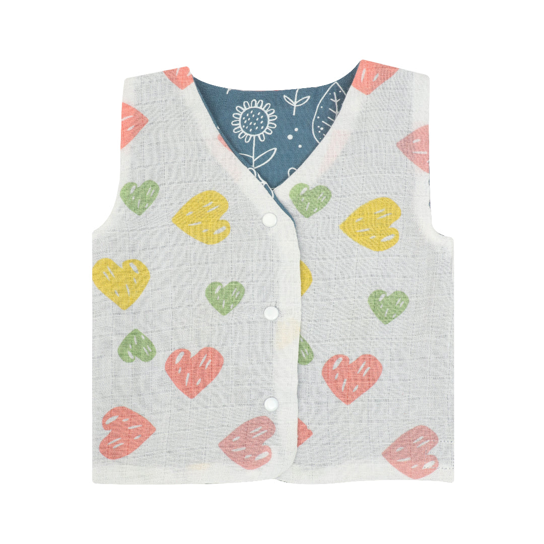 Garden of Hearts - Reversible Muslin Jabla (Pack of 1)