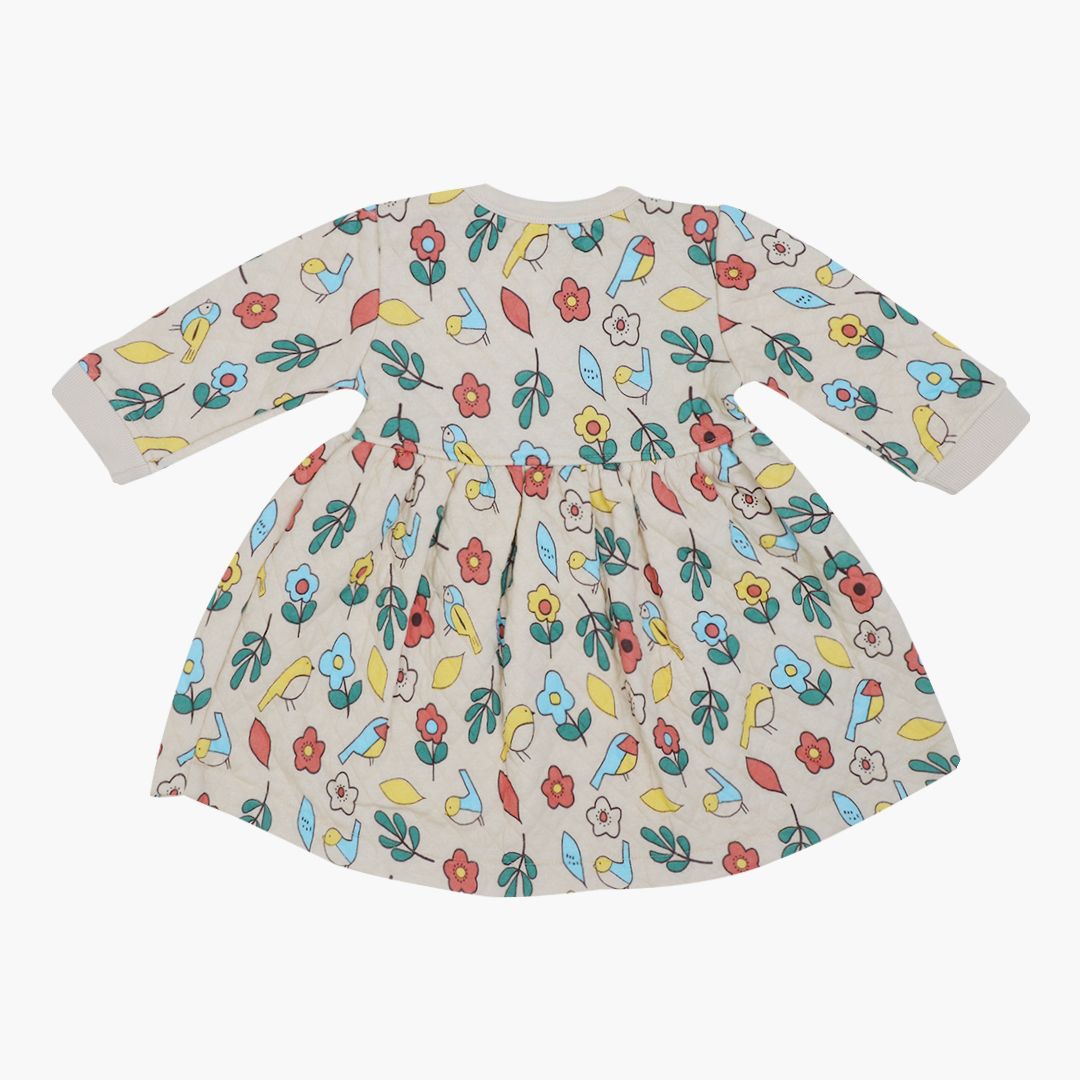 Cuddle Monster - Quilted Full sleeve Frock and pants for girls