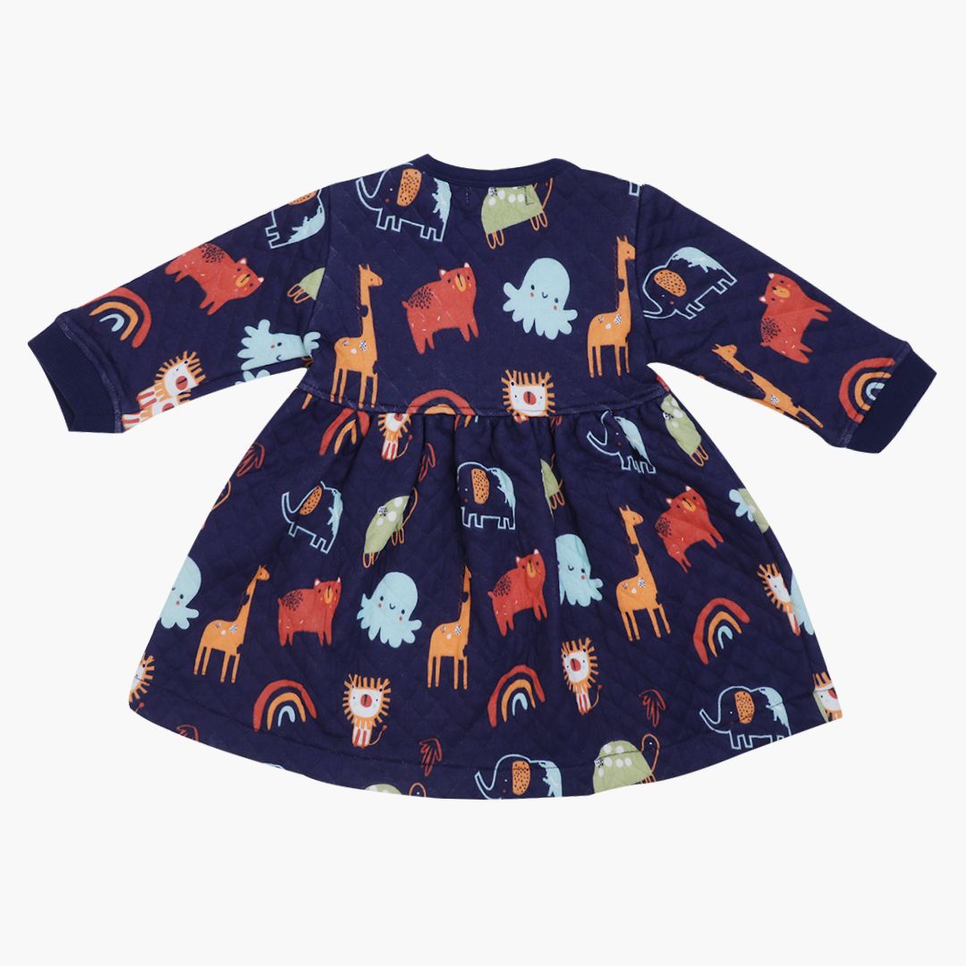 Cuddle Monster - Quilted Full sleeve Frock and pants for girls