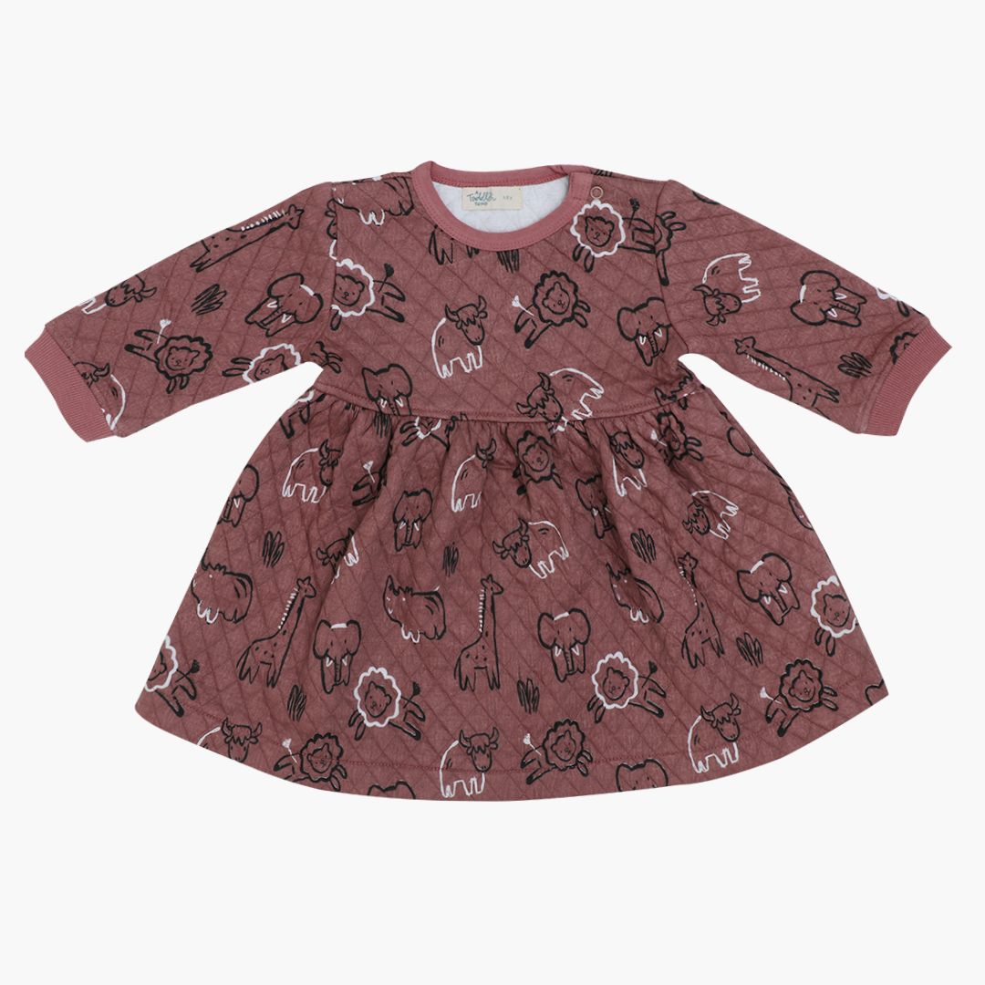 Cozy Nest - Quilted Full sleeve Frock and pants for girls