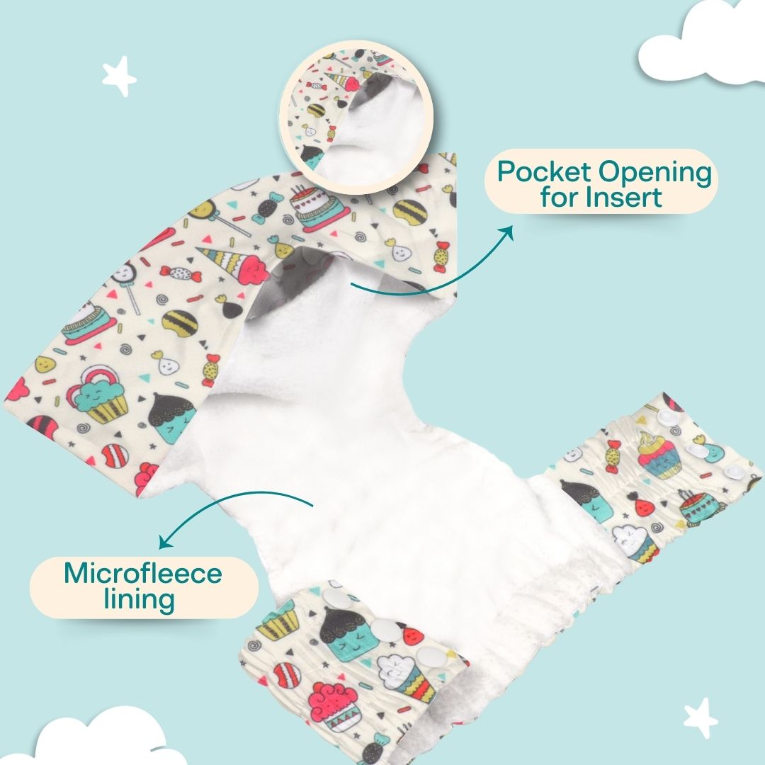 Newborn Cloth Diaper 2.0 with 1 cotton Insert (2 kg - 5 kg)