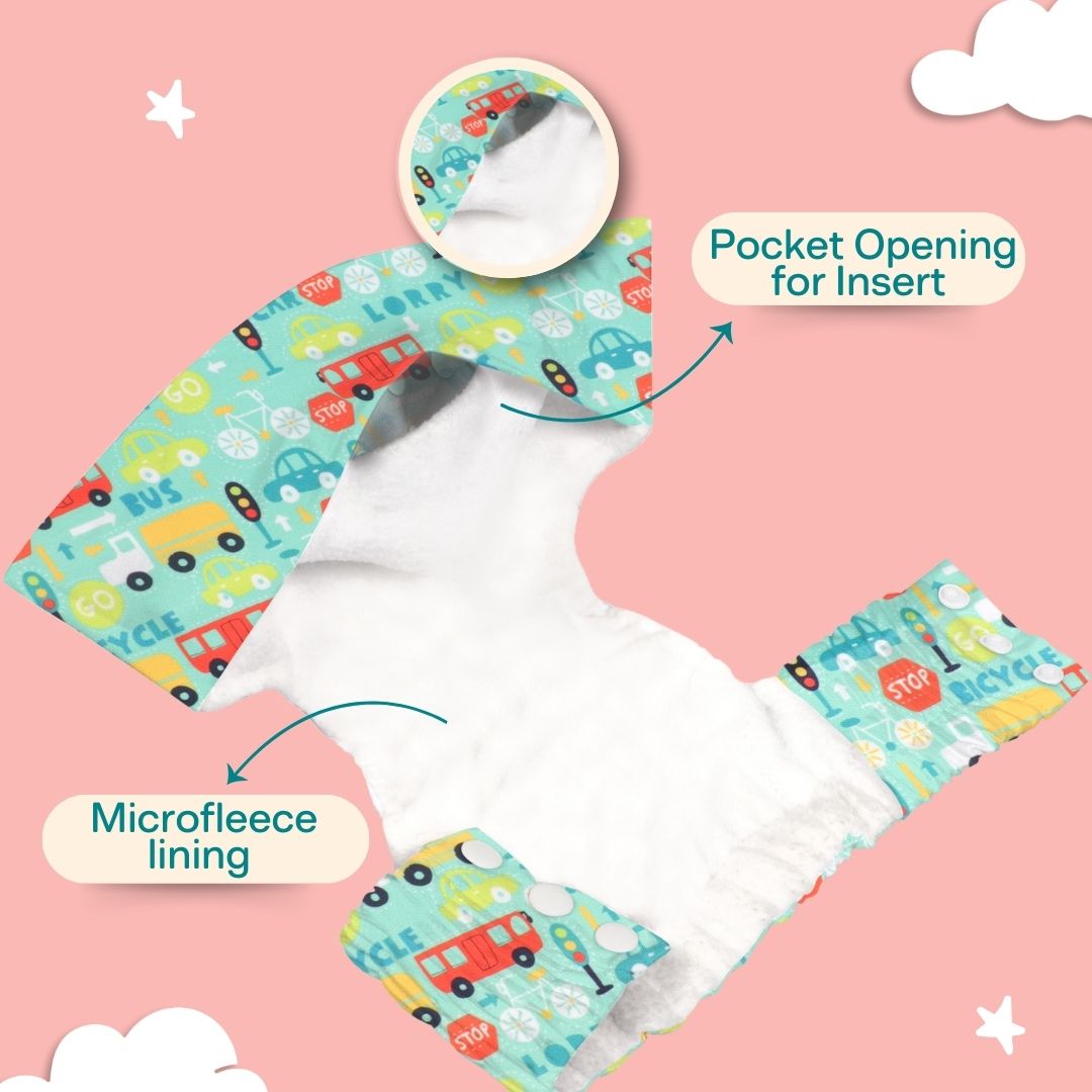 Newborn Cloth Diaper 2.0 with 1 cotton Insert (2 kg - 5 kg)