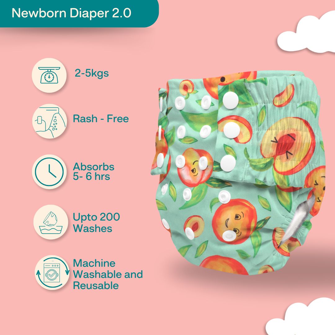 Newborn Cloth Diaper 2.0 with 1 cotton Insert (2 kg - 5 kg)