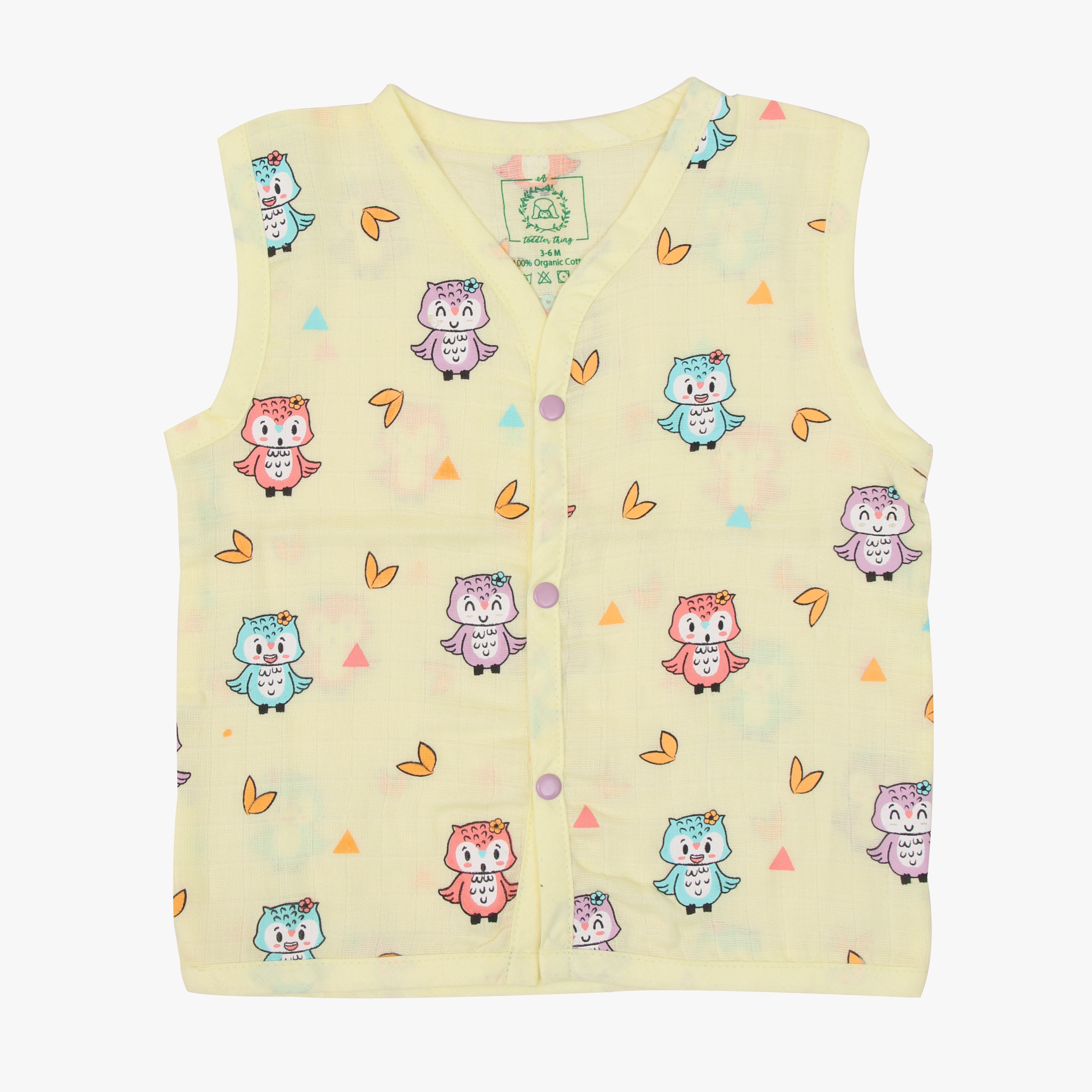 Happy Owl - Muslin Button Jabla