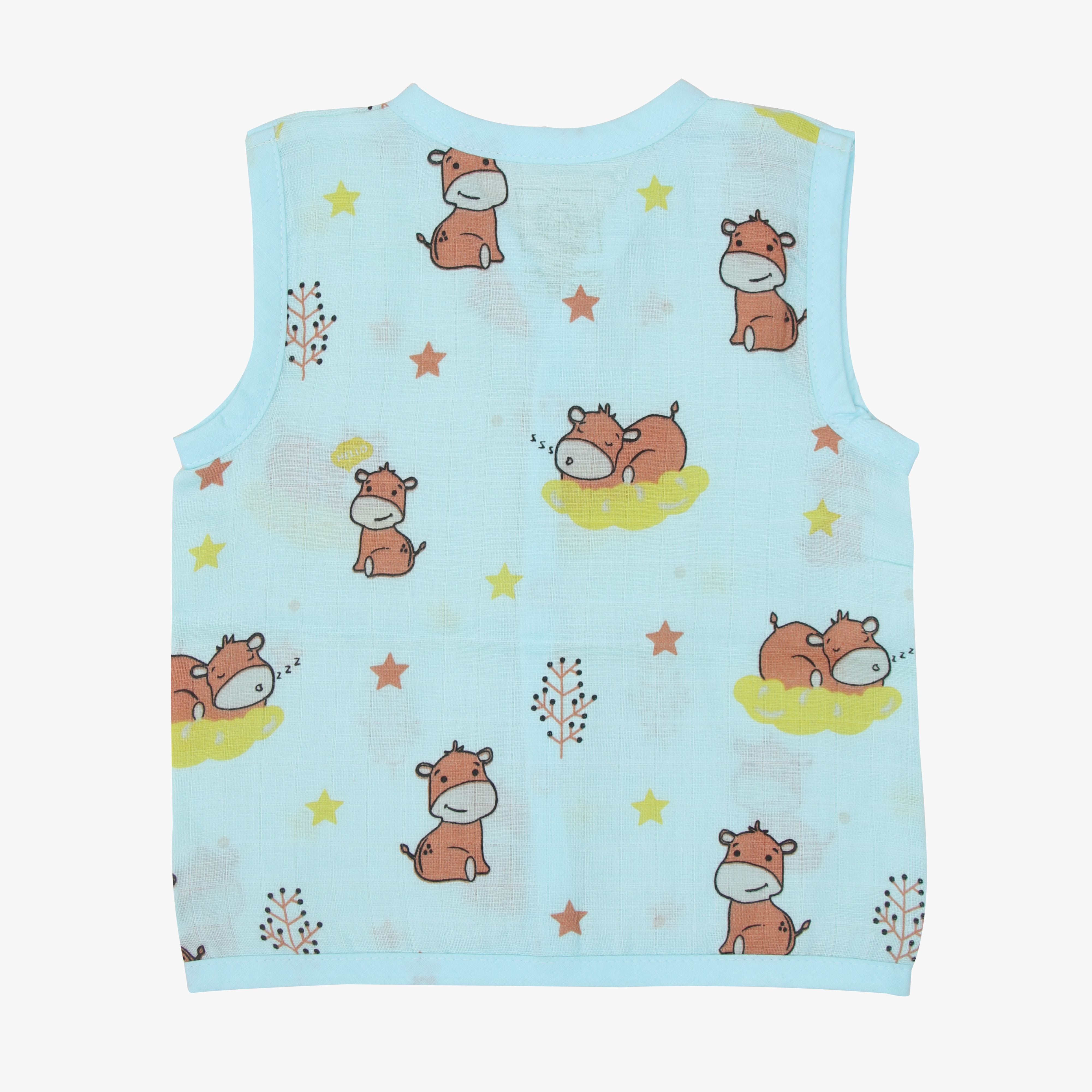 Sleepy Hippo - Muslin Button Jabla