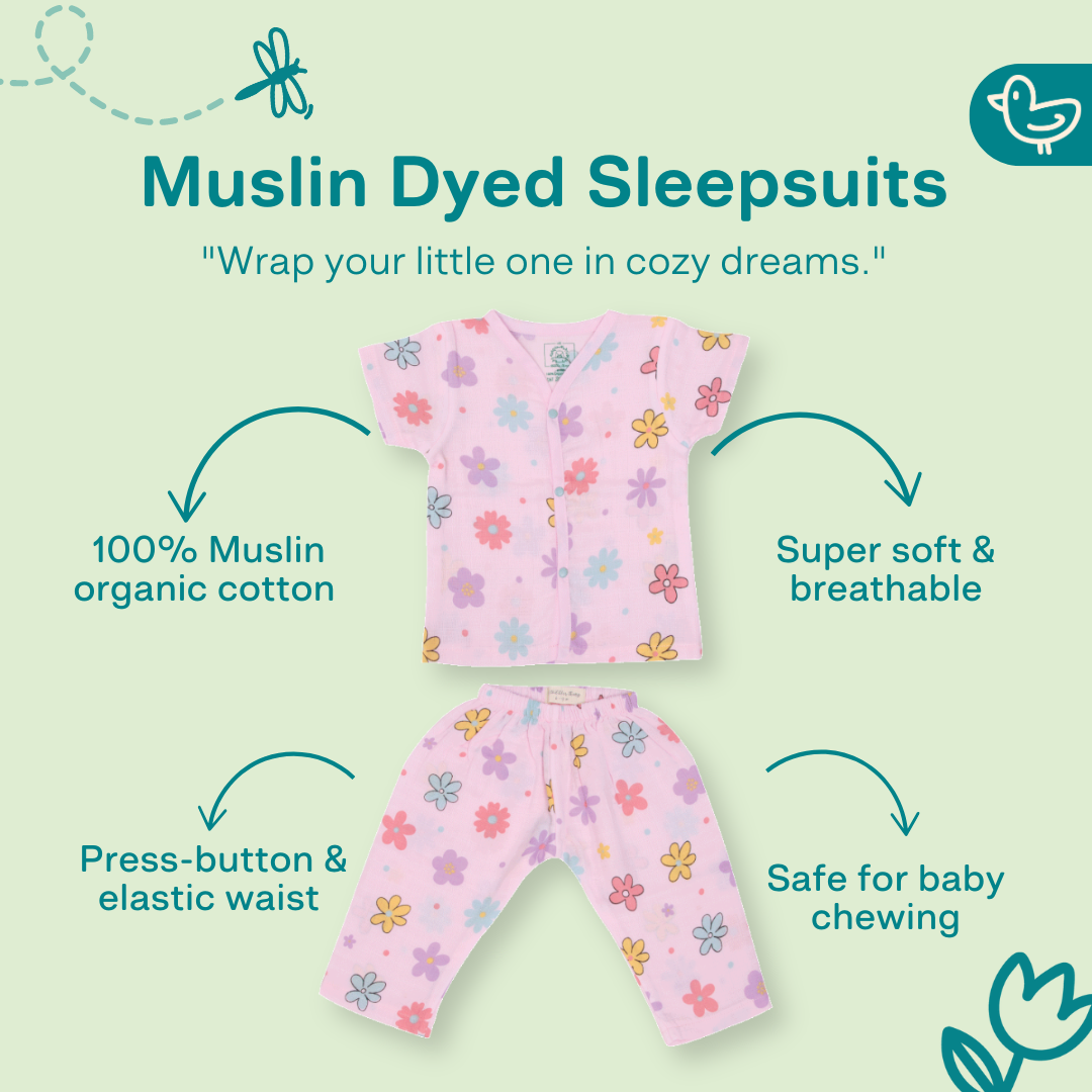 Flower Puff - Muslin Sleep Suit for babies and kids (Unisex)