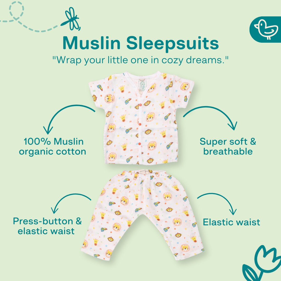 Jungle- Muslin Sleep Suit for babies and kids (Unisex)