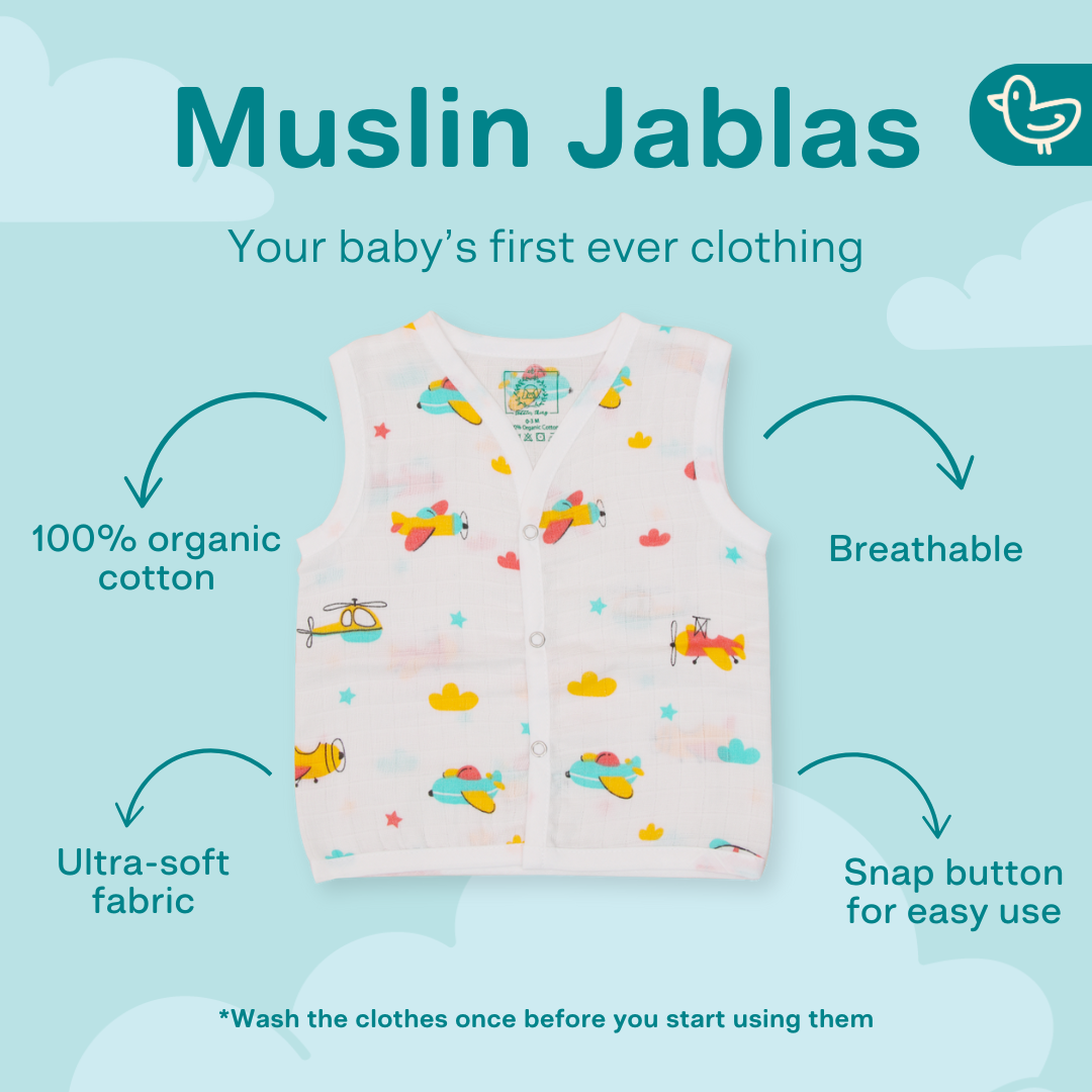 Muslin Jabla Button Type for Babies -  Combo Packs