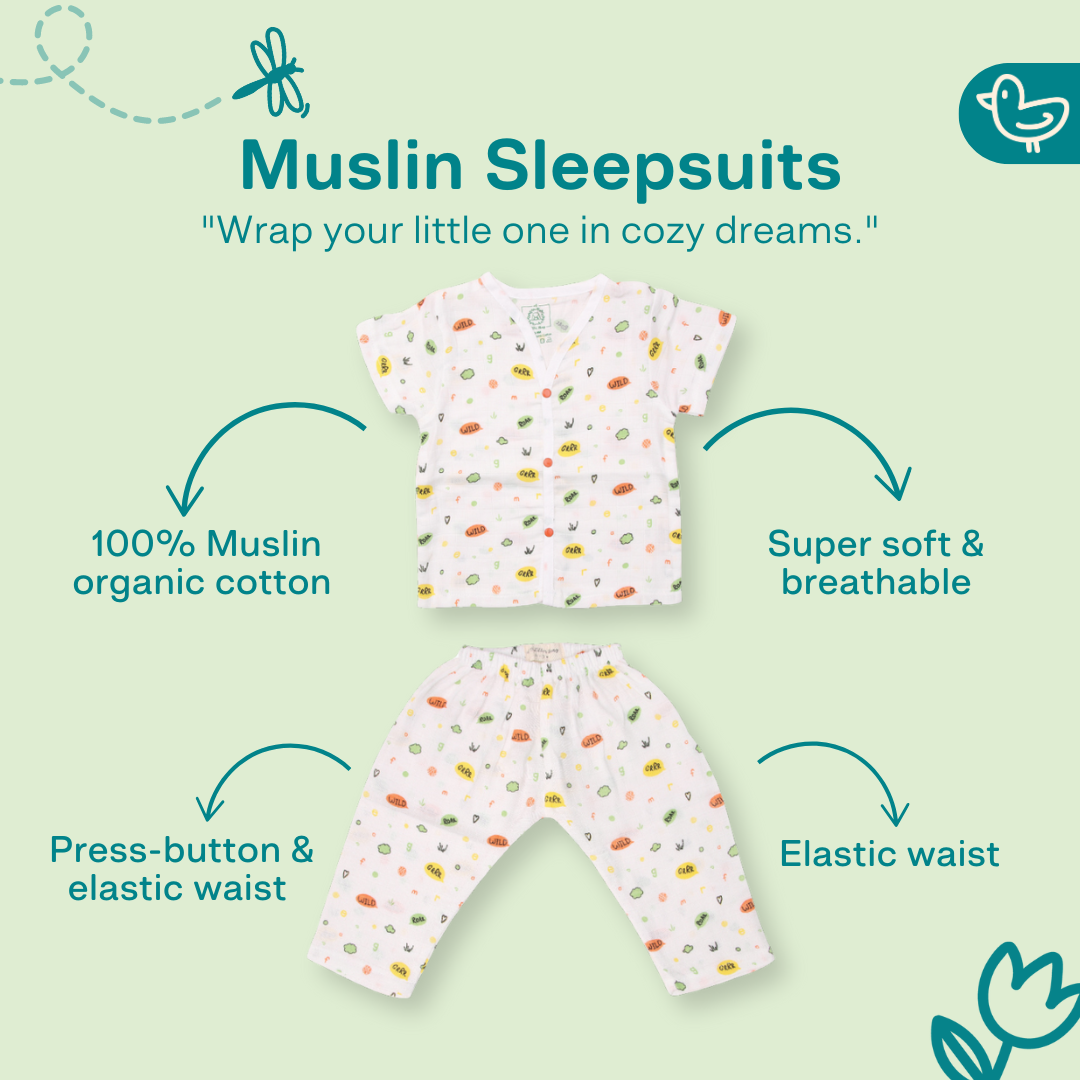 Roar- Muslin Sleep Suit for babies and kids (Unisex)