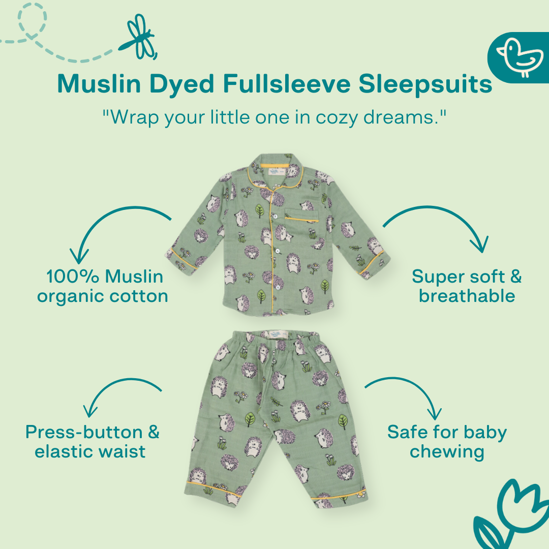 Tiny Spikes - Muslin Full Sleeve Sleep Suit for babies and kids (Unisex)