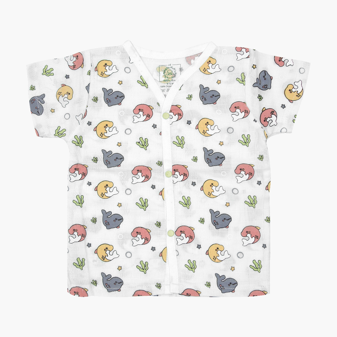 White Dollyfin - Muslin Sleep Suit for babies and kids (Unisex)