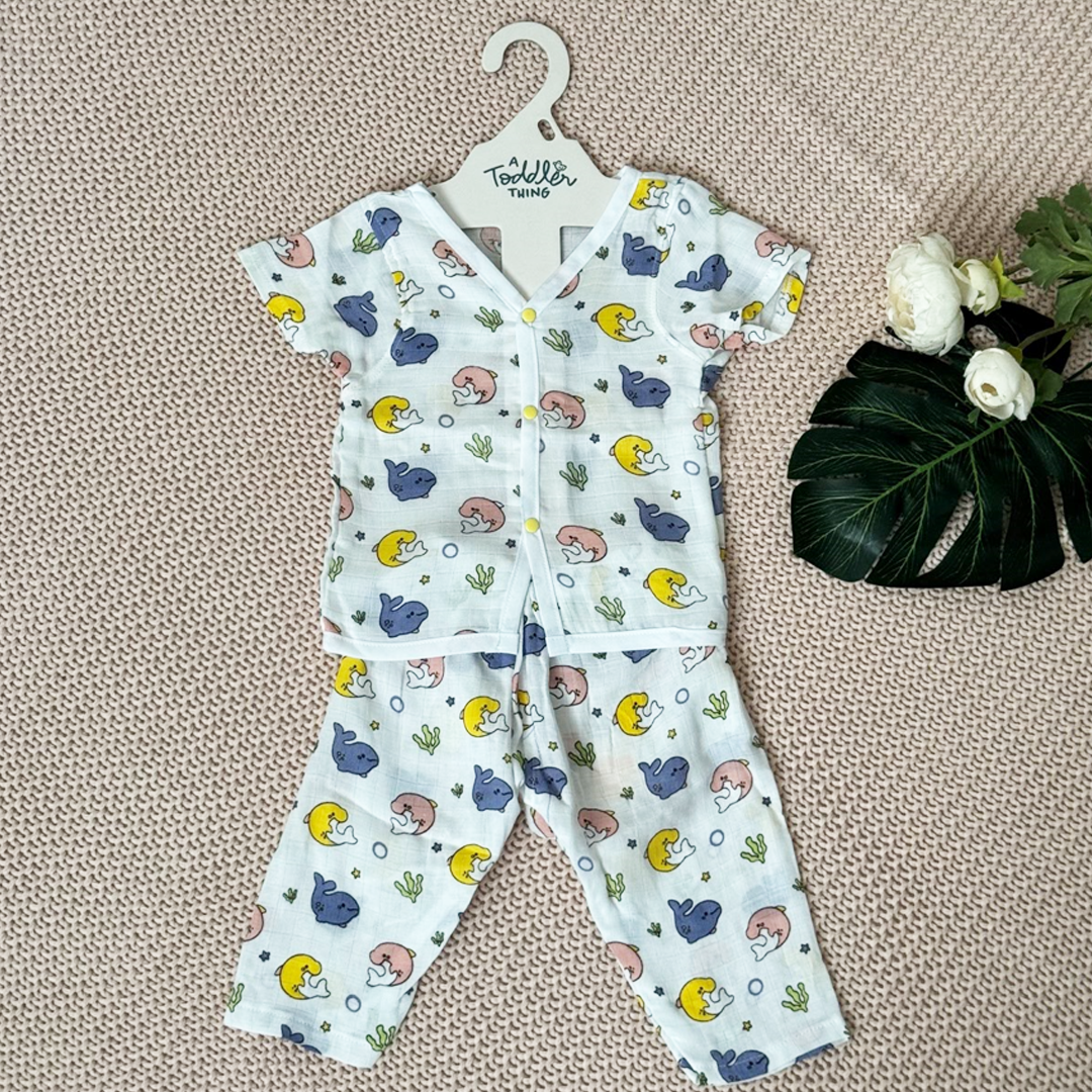 White Dollyfin - Muslin Sleep Suit for babies and kids (Unisex)