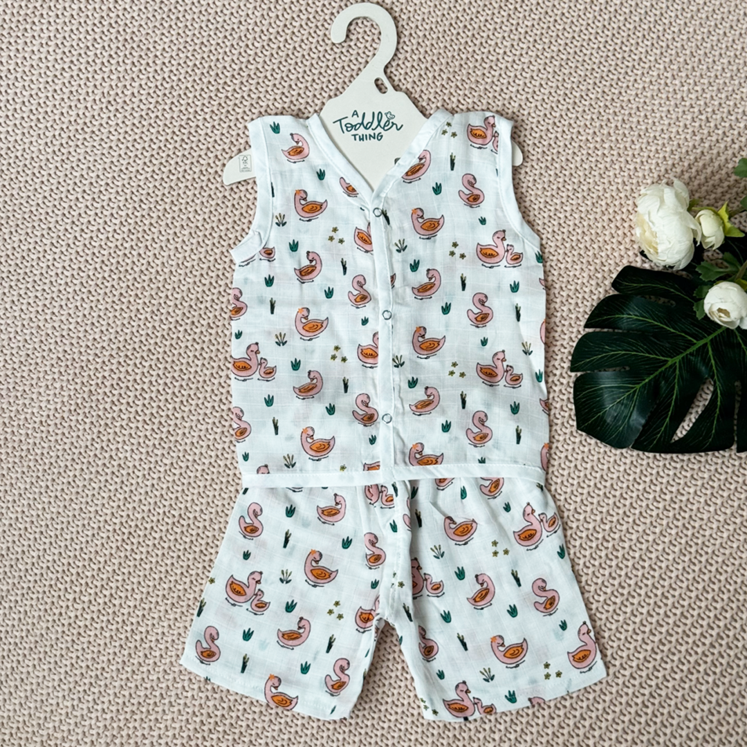 White Swan - Muslin Jabla and Shorts for Babies and Toddlers