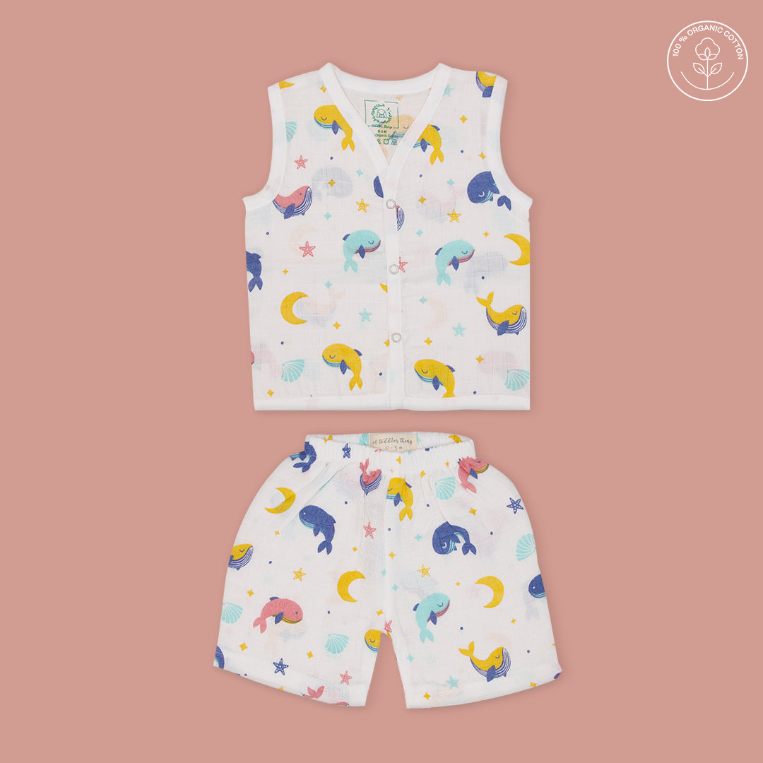 Whale Star - Muslin Jabla and Shorts for Babies and Toddlers