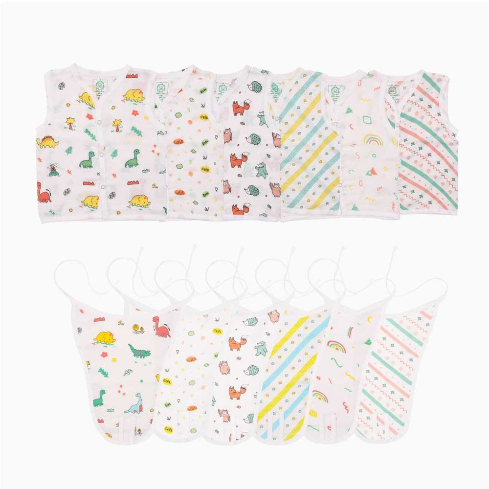 Muslin Matching Jablas and Nappies (6 + 6 Nappies) - Pack of 12 (Butto